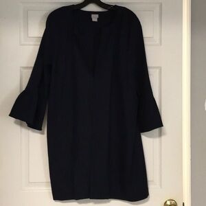 CHICOS 3/4 length Navy lined jacket 34 inches long w/ pockets